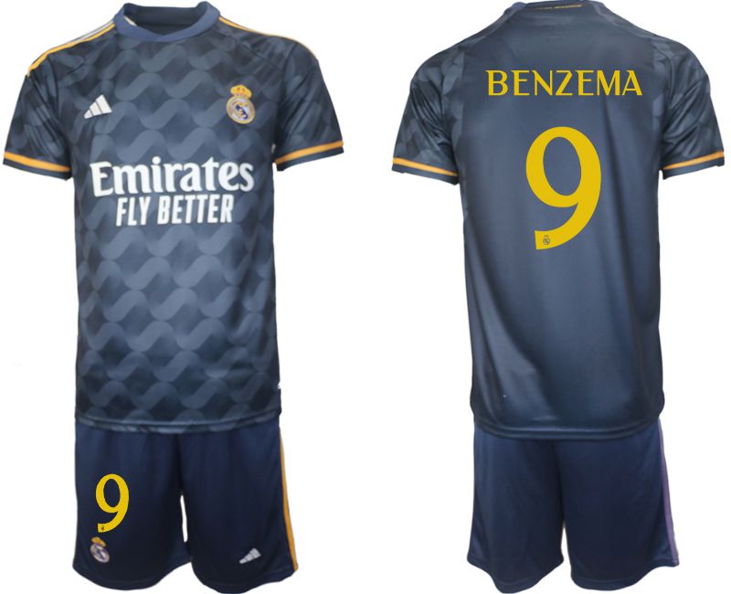 Men 2023-2024 Club Real Madrid away blue #9 Soccer Jerseys->real madrid jersey->Soccer Club Jersey